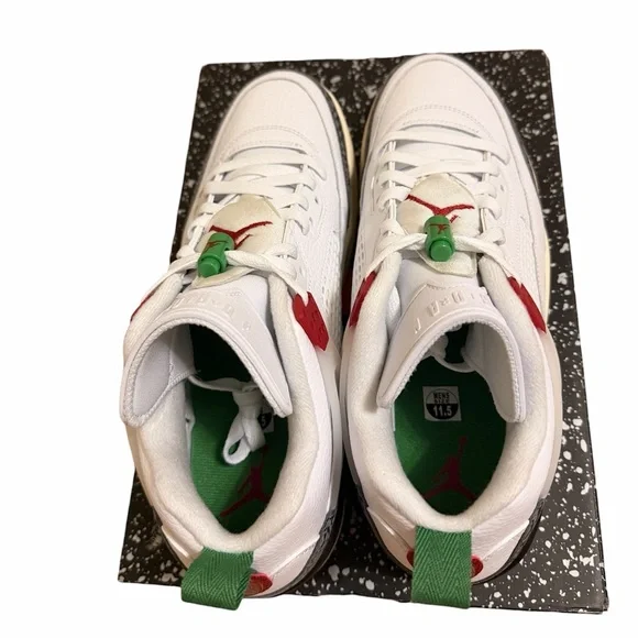 Jordan Spizike Low White Red Green Mens 11.5 OG Box Elephant Print